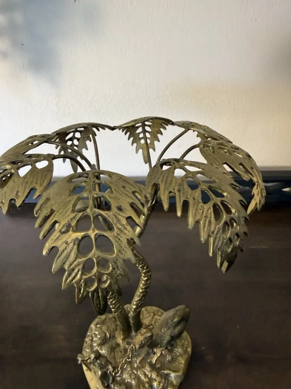 Vintage Bronze/Brass Sculpture Man with a Camel under a Palm Tree